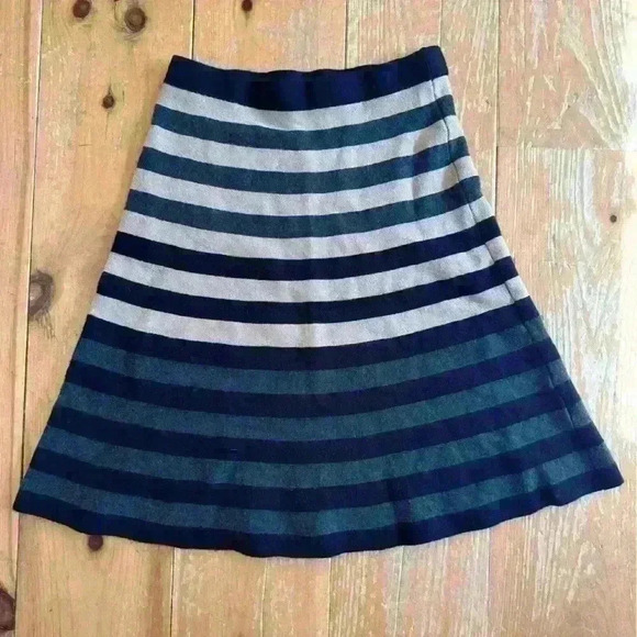 Spence Knit Skirt, Striped Knit Skirt Black, Grey and Beige, Size Small - Picture 1 of 6